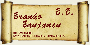 Branko Banjanin vizit kartica